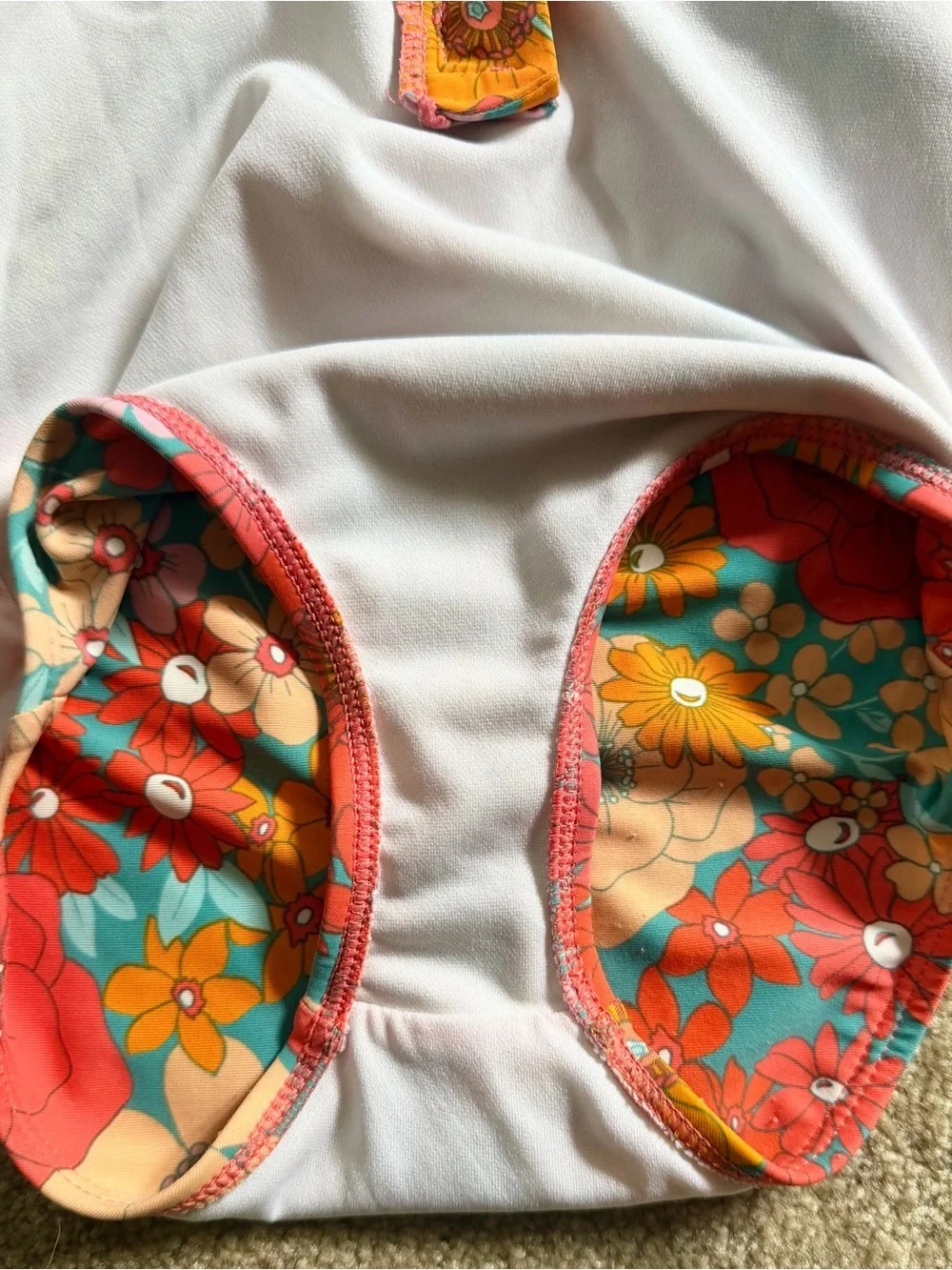 Carter's Girls Floral Long-Sleeve One-Piece Swimsuit - Orange, Teal, Pink